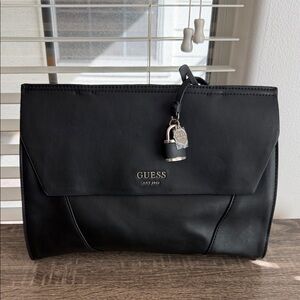 GUESS Black Clutch with Lock Charm